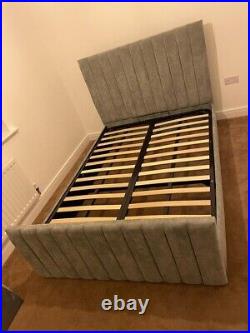 Panel wing Plush Velvet Upholstered Bed Frame single Double & King Size