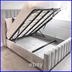 Panel wingback Plush Velvet Upholstered Bed with mattressdrawers
