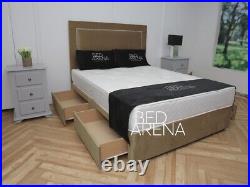 Plush Velvet Alton Divan Bed, Drawers Bed, Storage Bed, Studded Bed 4ft6 5ft 6ft