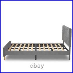 Plush Velvet Bed Frame Upholstered Easy Assembly Double 4ft6 Free P&P