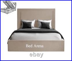 Plush Velvet Bordered Storage Bed Ottoman Bed Gas lift Bed Upholstered Bed Frame