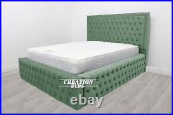 Plush Velvet Cambridge Bed Frame, Chesterfield Bed, Upholstered Bed Frame