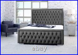Plush Velvet Chesterfield Bed Frame Upholstered Bed Hilton Bed 3FT 4FT 4FT6 5FT