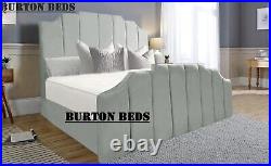 Plush Velvet Crown Bed Frame, Upholster Bed, Panel Bed, Double, King, Super King