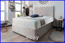 Plush Velvet Divan Bed Luxury Memory Foam Mattress Headboard 3FT 4FT6 DOUBLE 5FT