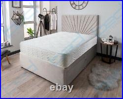 Plush Velvet Divan Bed Luxury Memory Foam Mattress Headboard 3FT 4FT6 DOUBLE 5FT