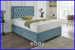 Plush Velvet Divan Bed Set Drawers Orthopaedic Mattress With Headboard