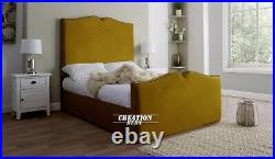 Plush Velvet Heart shape Bed Frame, Designer Upholstered Bed, 4ft6 5ft 6ft