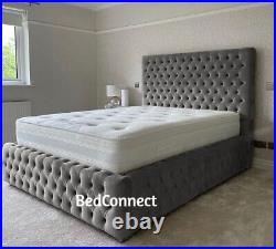 Plush Velvet Leon Bed Chesterfield Bed, Upholstered Bed Double, King, Super King