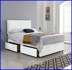 Plush Velvet Memory Foam Divan Bed, Mattress + Free 24 Plain Headboard 3ft/4ft6