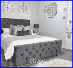 Plush Velvet Monaco Bed Frame Upholstered New Double king size with Mattress