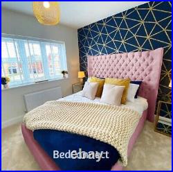Plush Velvet Montpelier Winged Bed Upholstered Bed Chesterfield Bed All Sizes