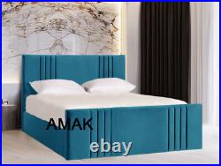 Plush Velvet Oslo Panel Storage Bed, Upholstered Bed Frame, Ottoman Gas Lift Bed