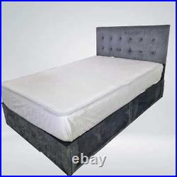 Plush Velvet Ottoman Storage Bed Small Double Fabric Upholstered Bed & Mattress