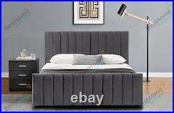 Plush Velvet Ottoman Storage Gas Lift Up Bed With Mattress 4ft6 Double 5ft King