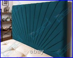 Plush Velvet Pandora Panel Gas Lift Storage Bed, Ottoman Storage Bed
