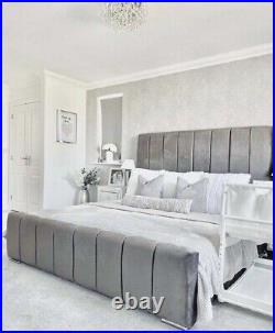 Plush Velvet Panel Bed Frame, Upholstered Bed, BEST DEAL. FREE MATTRESS