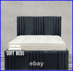 Plush Velvet Panel Bed, Upholstered Bed Frame With Storage Option