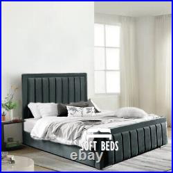 Plush Velvet Panel Bed Upholstered Storage Bed Frame Double, King, Super King