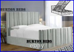 Plush Velvet Panel Storage Bed, Upholstered Bed Frame, Ottoman Bed, Gas Lift Bed
