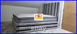Plush Velvet Paneled Stripe Bed With/Without Ottoman Gas Lift Storage in Sale
