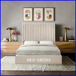 Plush Velvet Royal Arizona Bed, Panel Bed, Upholstered Bed 3ft 4ft 4ft6 5ft 6ft