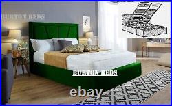 Plush Velvet Sunrise Storage Bed Ottoman Gas Lift Bed, Upholstered Bed All Sizes