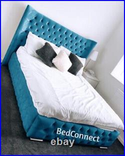 Plush Velvet Super Buckingham Bed, Upholstered Bed, Chesterfield Bed All Sizes