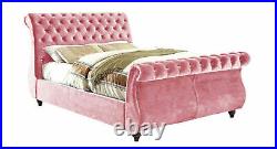 Plush Velvet Swan Sleigh Upholstered Bed Frame, All Colours & Size RRP £849.99 +