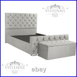 Plush Velvet Upholstered Bed Frame Single double king super King OTTOMAN POUFFE