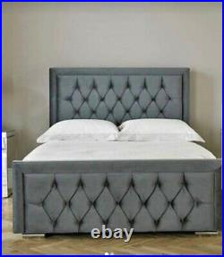 Plush Velvet Upholstered Bed Frame single double king size bed frame & colour