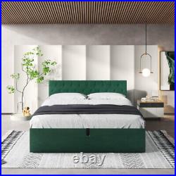 Plush Velvet Upholstered Bed Frame withStorage Option 140 x 200cm without Mattress