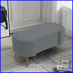 Plush Velvet Upholstered Hallway Seat Sofa Bench Footstool LivingRoom Metal Legs