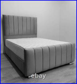 Plush Velvet Upholstered Panel Bed Solid Hand Made Frame+BASE On Promotion Price