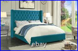 Plush Velvet Wingback Bed Frame, Upholstered Bed in All Sizes RRP £879.99