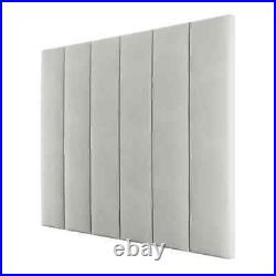 Plush silver velvet upholstered headboard panel 200cmx45cm