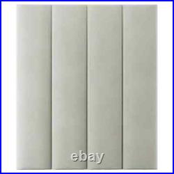 Plush silver velvet upholstered headboard panel 200cmx45cm