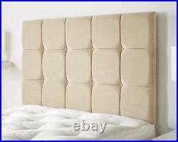 Premium Upholstered Cubes Buttoned Wall or Divan Bed Plush Velvet Headboard