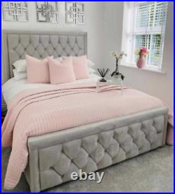 Princess Plush Velvet Upholstered Bed Frame Double & King Size NEW