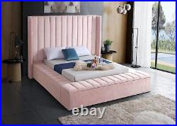 Regina Plush Velvet Bed Frame With Open Storage Bed