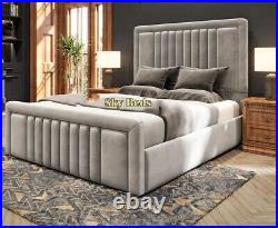 Royal Amalfi Panel Plush Velvet Fabric Bed Frame In All colours & Sizes