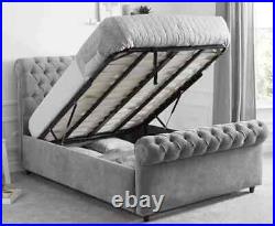 SALE! Chesterfield Ottoman Gas Lift Storage Sleigh Bed Plush Velvet