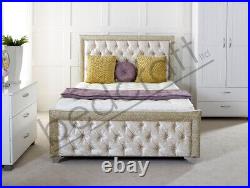 SOFT VELVET GLITTER BED Sparkly Border, Diamond Upholstered Plush or Crush