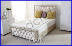 SOFT VELVET GLITTER BED Sparkly Border, Diamond Upholstered Plush or Crush