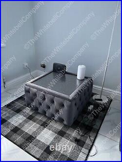 SOPHIA Plush Velvet Storage Upholstered Glass Top Coffee Table
