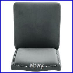 Set of 2 Grey Plush Velvet Dining Chairs Upholstered Seat Studded Knocker Back