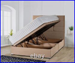 Side Lift Ottoman Bed Divan Bed Storage Soft Plush Velvet Gas Lift Up Frame