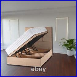 Side Lift Ottoman Bed Divan Bed Storage Soft Plush Velvet Gas Lift Up Frame