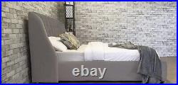 Simple Beds Plush Velvet Wingback Bed Frame Upholstered Double
