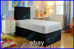 Single Black Plush 3ft Divan Bed Memory Mattress & Headboard Adults & Children